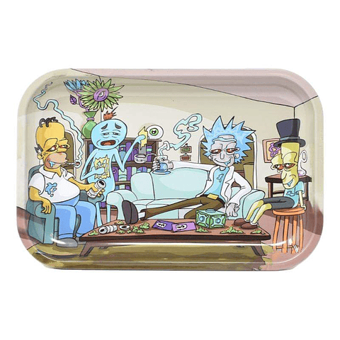Bandeja Metal Rick y Morty & Los Simpson 29x19cm