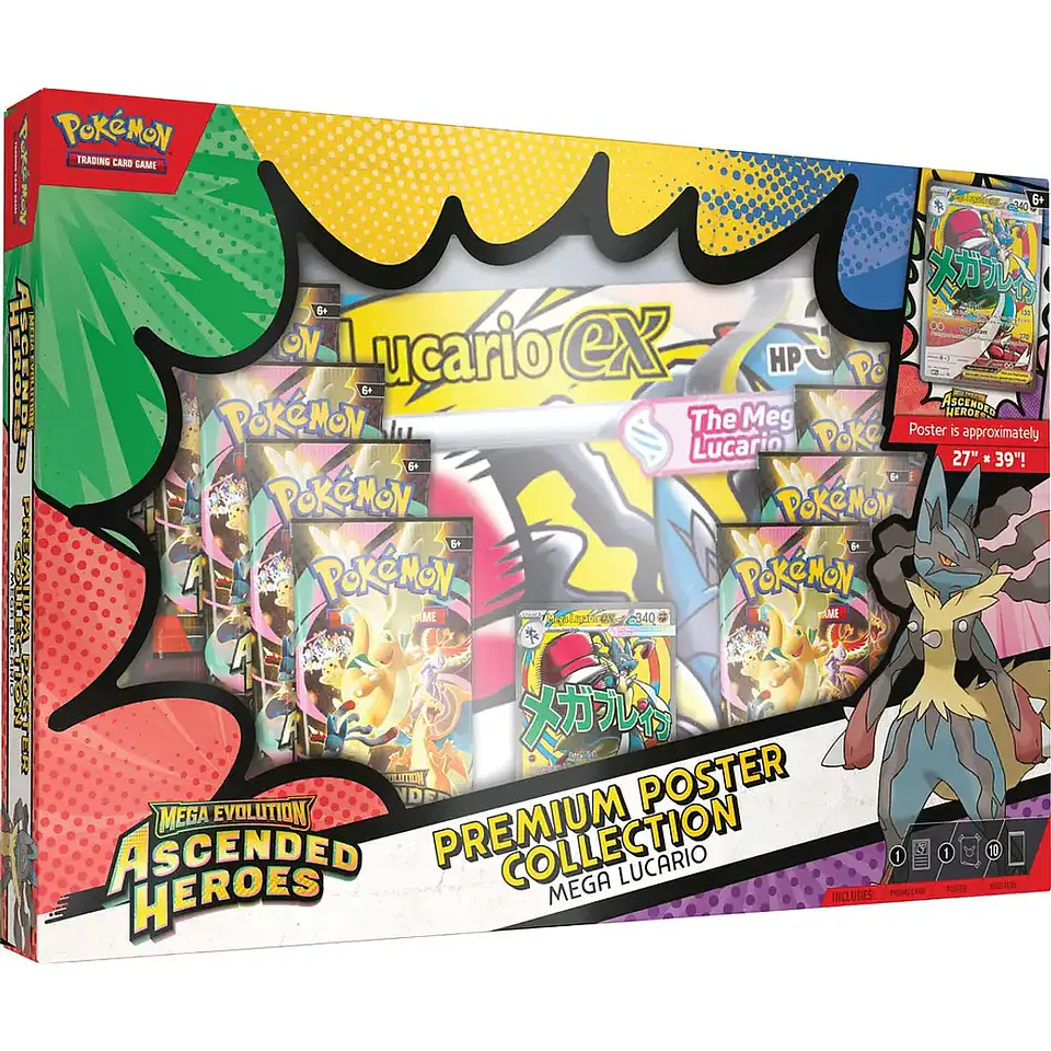 ASCENDED HEROES PREMIUM POSTER COLLECTION INGLÉS - MEGA LUCARIO EX 1