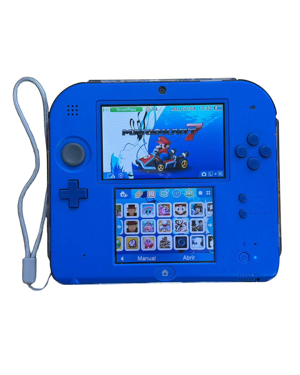 Nintendo 2DS Azul Mario Kart 7 + 64GB (Desbloqueada) 1
