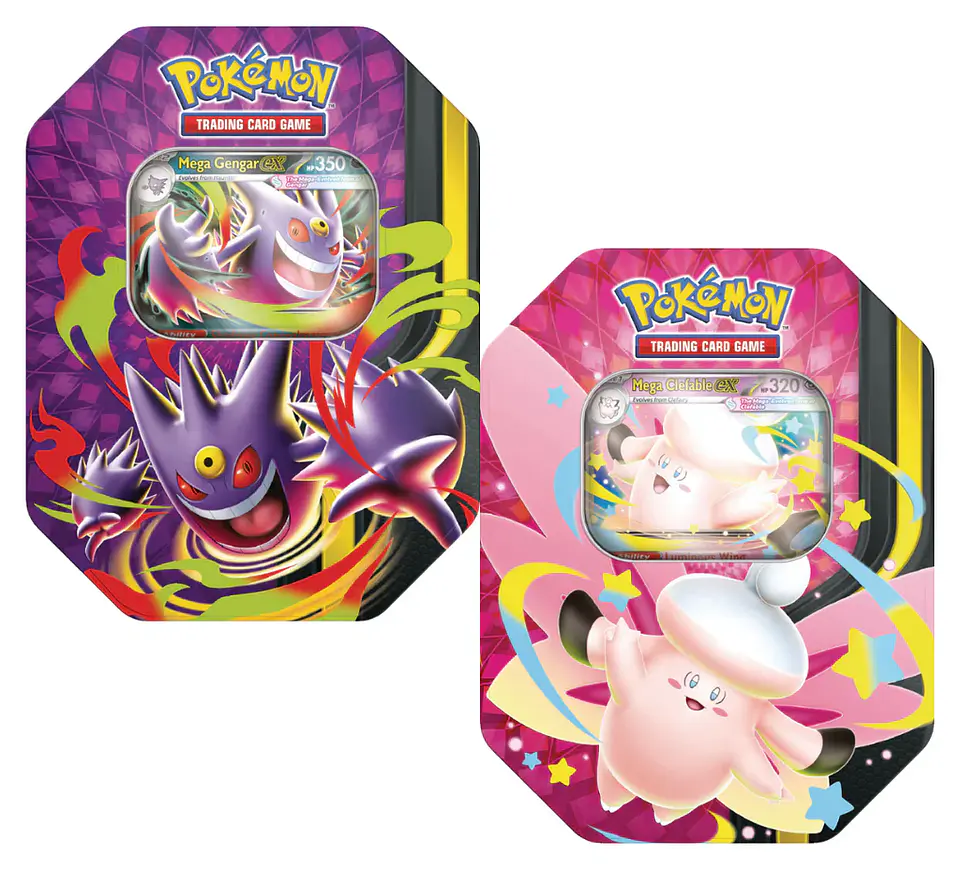 Pokémon TCG Mega Moonlit Tin Gengar/Clefable Inglés (PAR)- COPIA 1