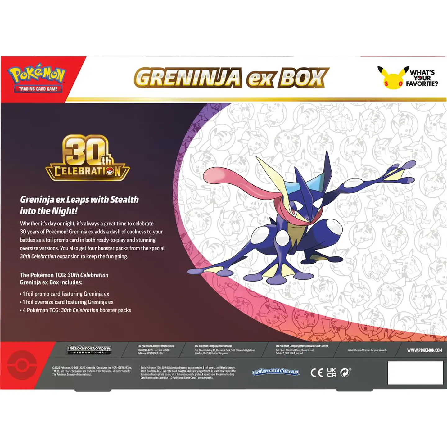 Pokémon TCG 30th Celebration Greninja ex Box (Inglés) 2