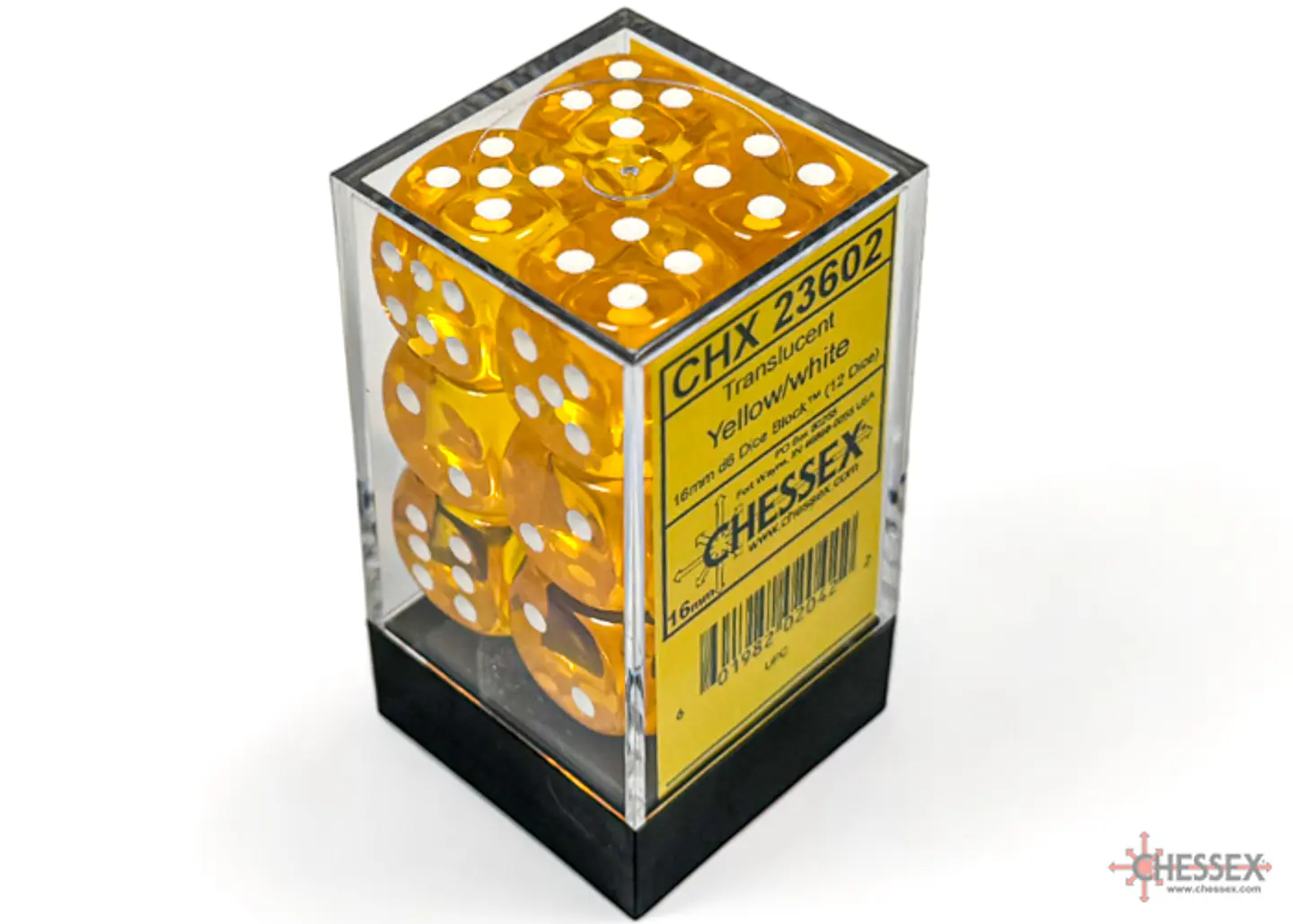 Chessex Dice Block – Translucent Yellow/White 16mm D6 (12 Dados) 1
