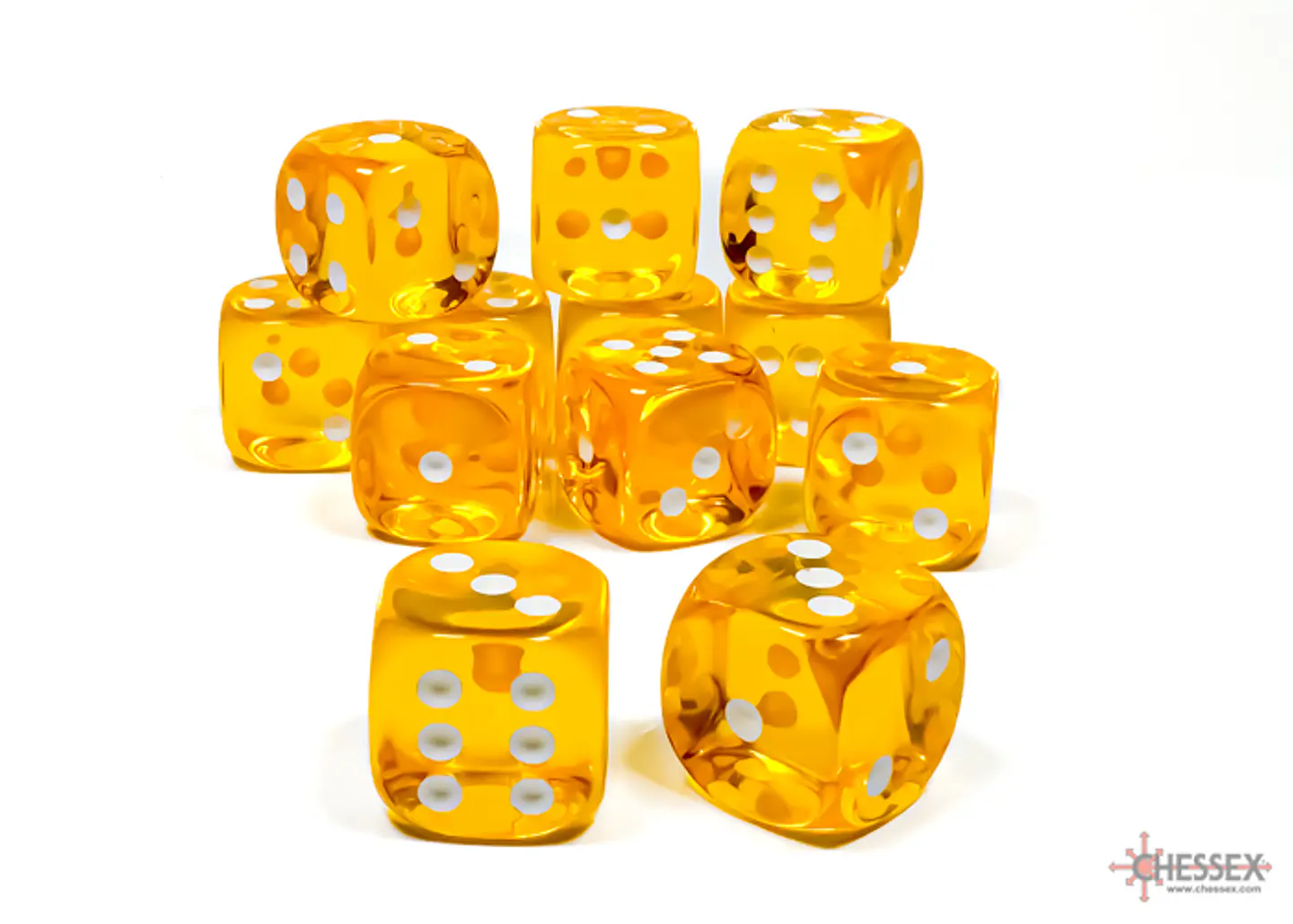 Chessex Dice Block – Translucent Yellow/White 16mm D6 (12 Dados) 2