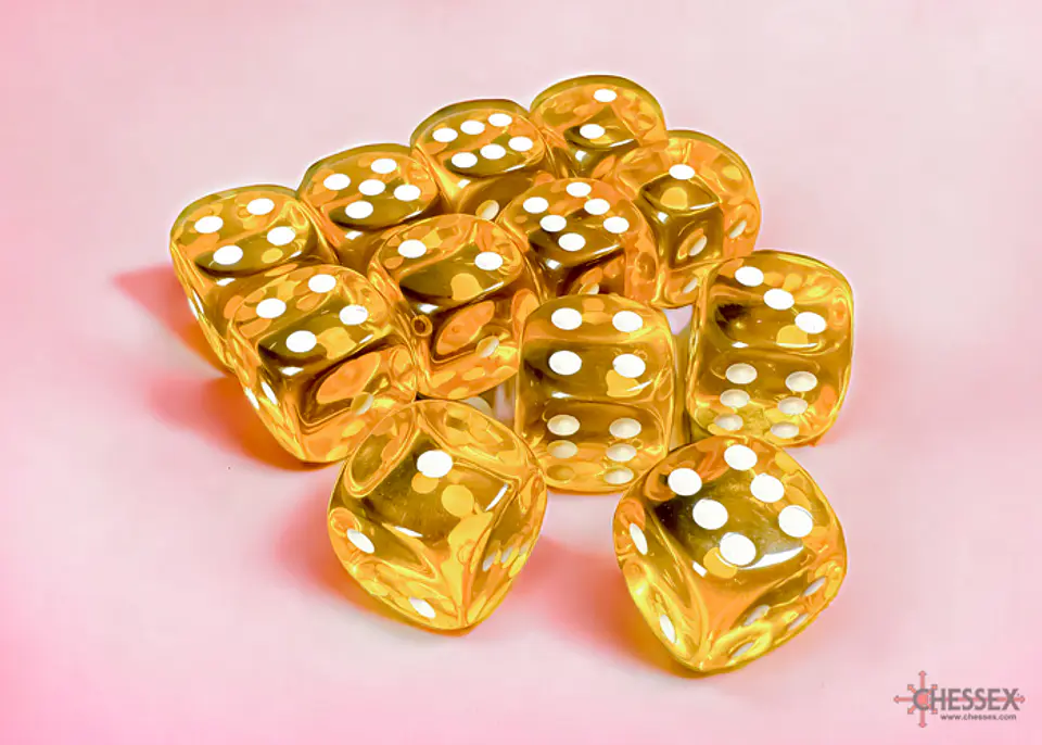 Chessex Dice Block – Translucent Yellow/White 16mm D6 (12 Dados) 3