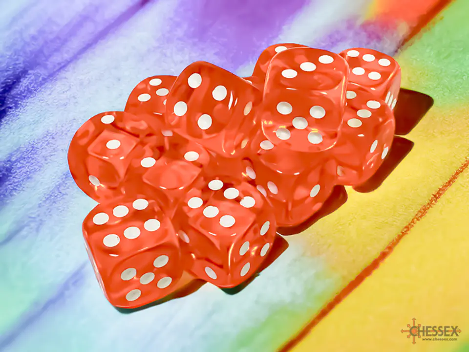 Chessex Dice Block – Translucent Orange/White 16mm D6 (12 Dados) 3