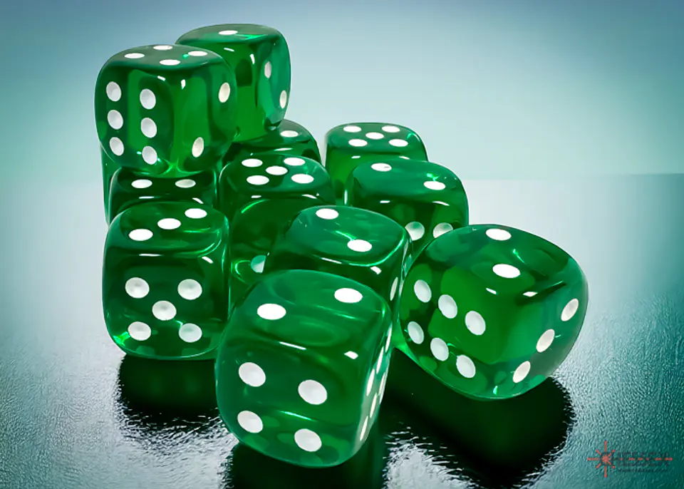 Chessex Dice Block – Translucent Green/White 16mm D6 (12 Dados) 3