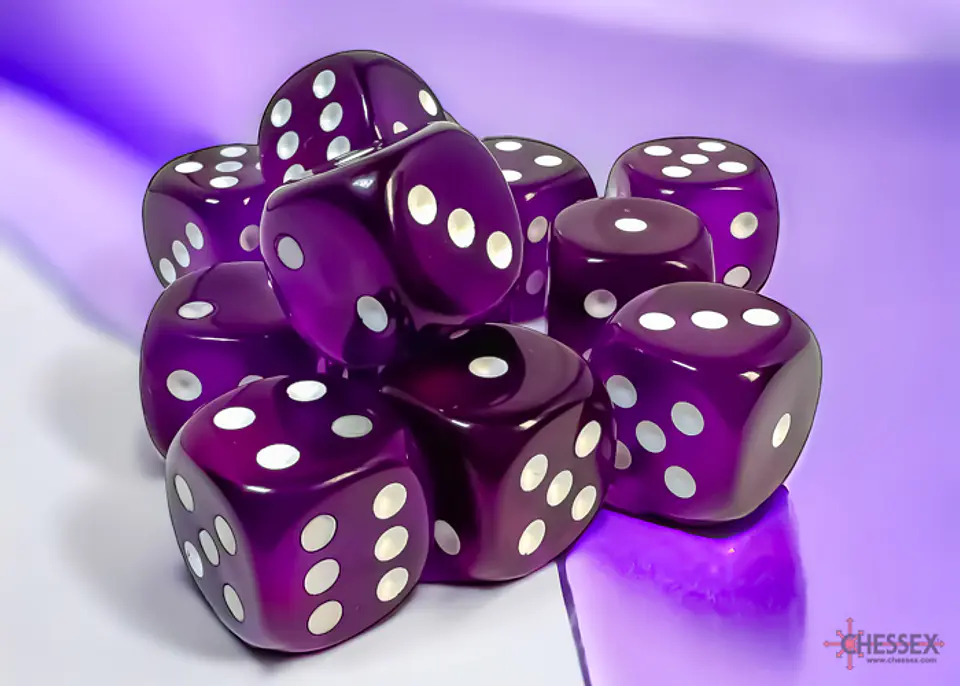 Chessex Dice Block – Translucent Purple/White 16mm D6 (12 Dados) 3