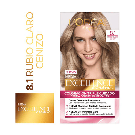 Excellence Loreal 8.1 Rubio Claro Ceniza