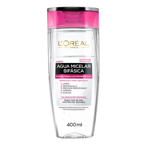 Agua micelar L'Oreal Bifásica 400ml