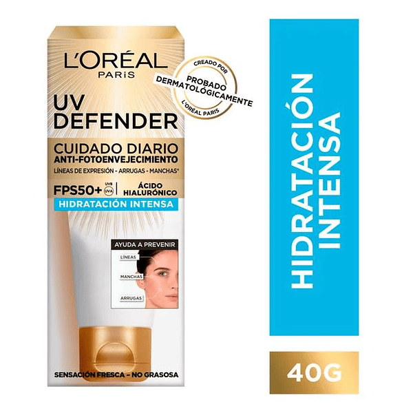 Crema Facial L'Oréal UV Defender FPS 50+ Hidratacion intensa 40gr