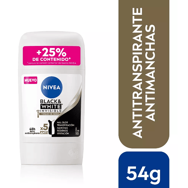 Desodorante Barra Nivea Mujer Black & White Toque de Seda 54gr