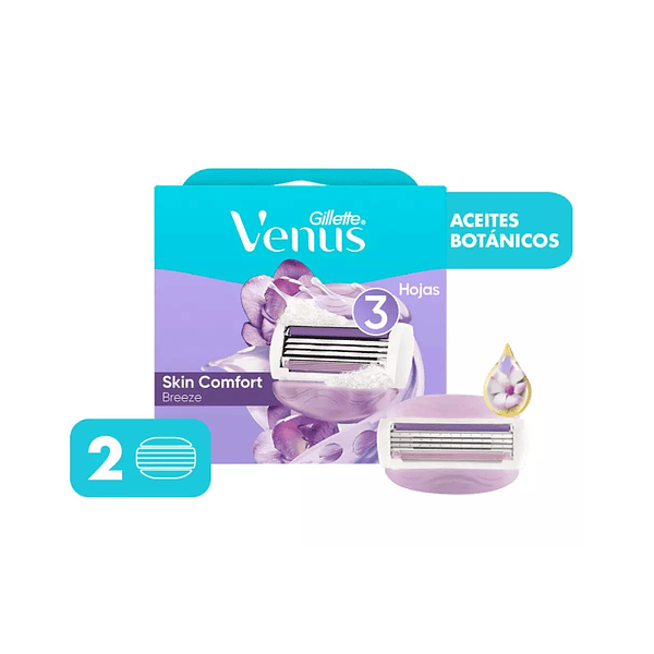 Repuestos Venus Skin Comfort Breeze 2 Cartucho de 3 Navajas