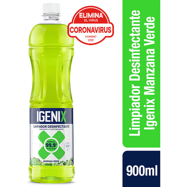 Limpiador Desinfectante Igenix Manzana Verde Amonio Cuaternario 900ml