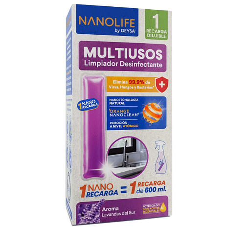 Recarga Limpiador Multiuso Deysa Nanolife Lavanda 1 Diluible para 600ml