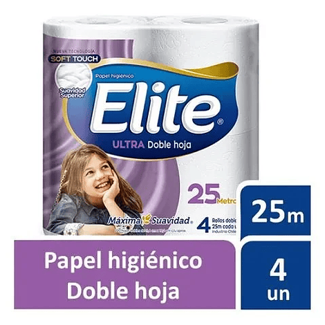 Papel Higiénico Elite Ultra Doble Hoja 4 Rollos 25m