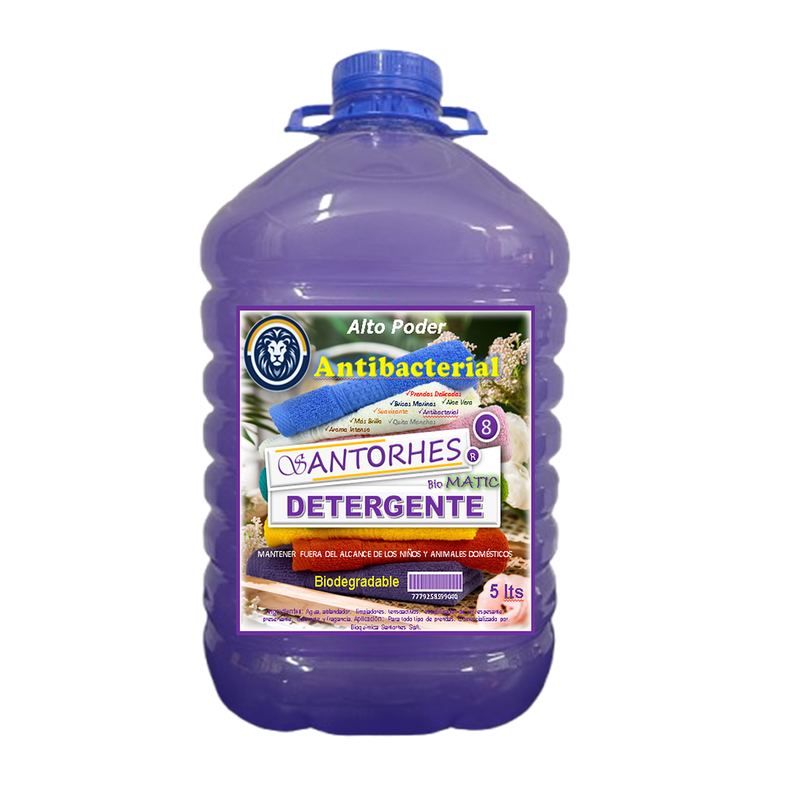 Detergente Líquido Violeta Nacarado Antibacterial (5 Litros) 1