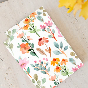 Caderno Aquarela Floral Vibrante