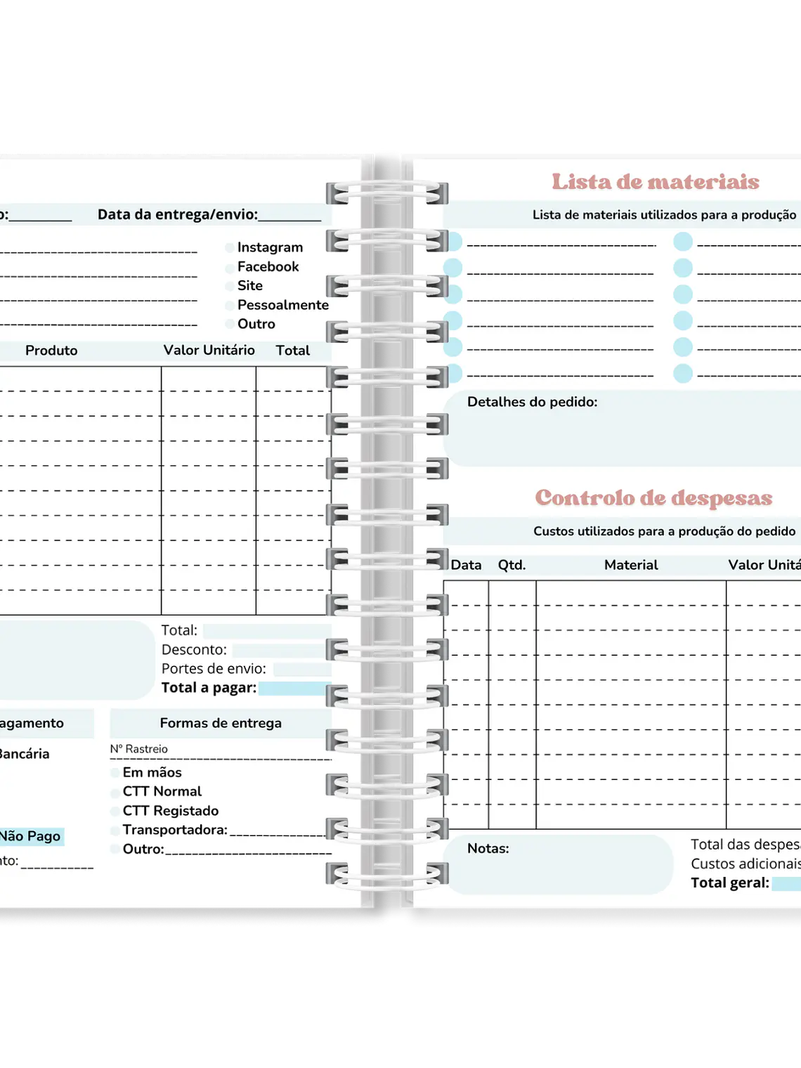 Caderno de Encomendas Geométrico Rosa 3