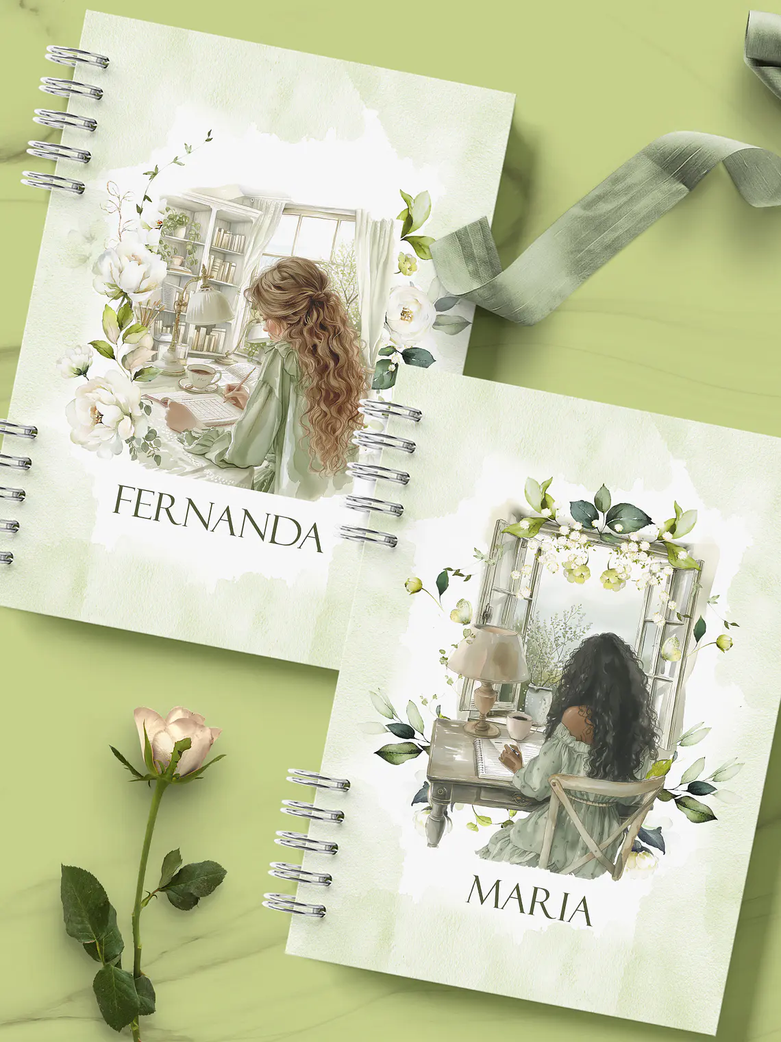 Caderno Floral Verde 3