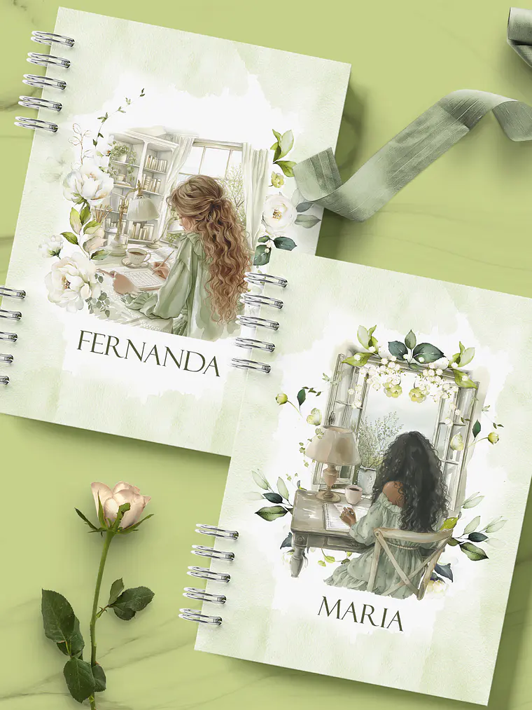 Caderno Floral Verde 3
