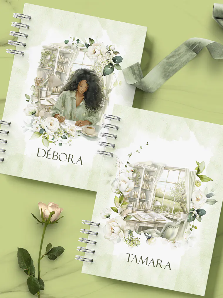 Caderno Floral Verde 4