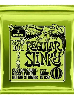 Kit 3 Encordoamentos Para Guitarra .010 Ernie Ball P03221