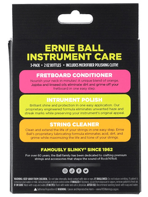 Ernie Ball Instrument Care 3-pack Con Paño De Microfibra