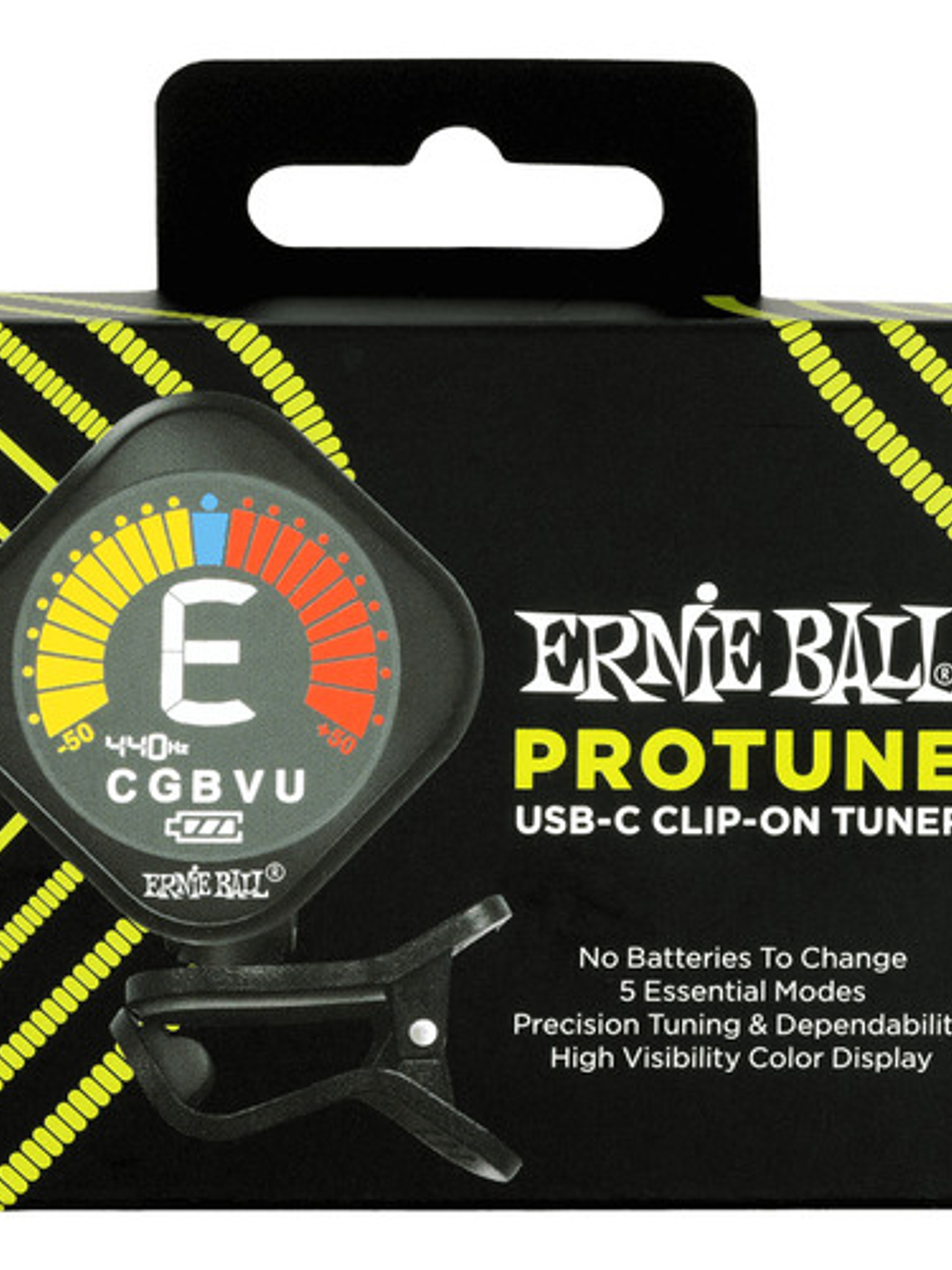 Afinador De Pinza Ernie Ball Protune Usb-c Recargable Color Negro 2