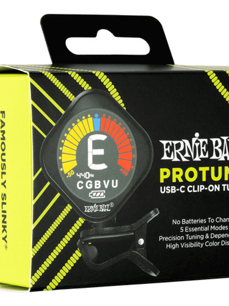 Afinador De Pinza Ernie Ball Protune Usb-c Recargable Color Negro 5