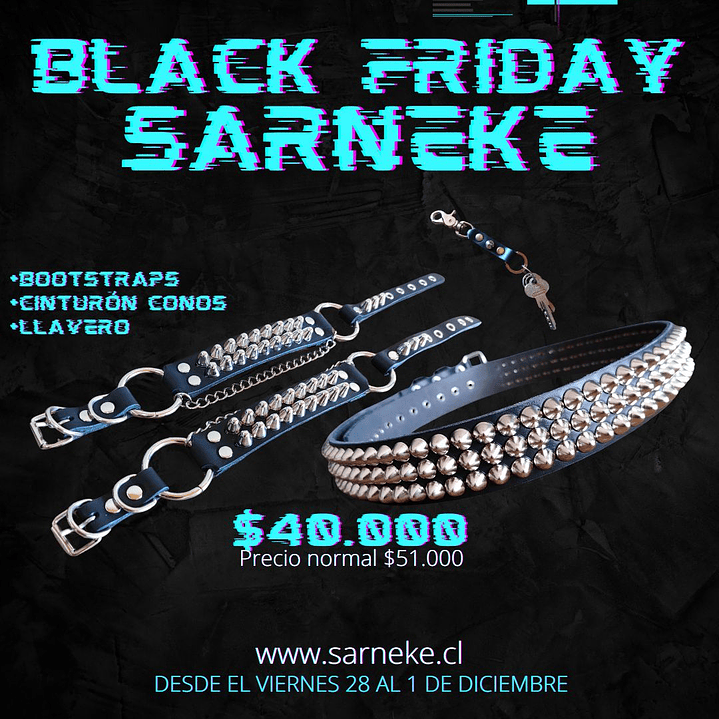 Pack Cinturón Conos + Bootstraps + Llavero 1