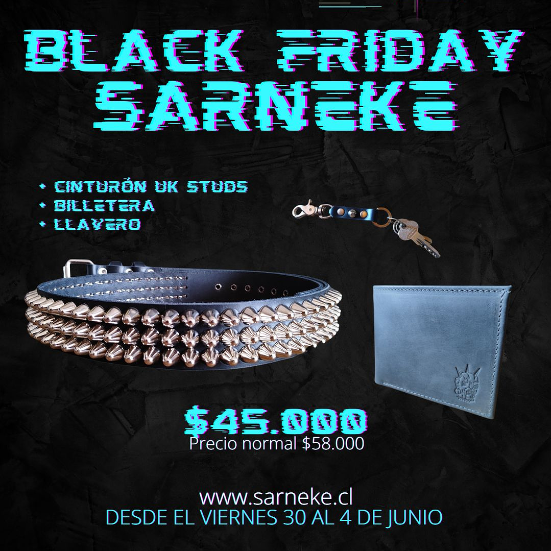 Cinturón 3 Uk studs + Billetera + Llavero 1