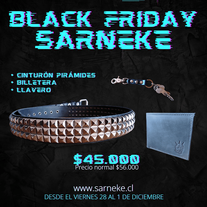 Pack Cinturón Pirámides + Billetera + Llavero- 1