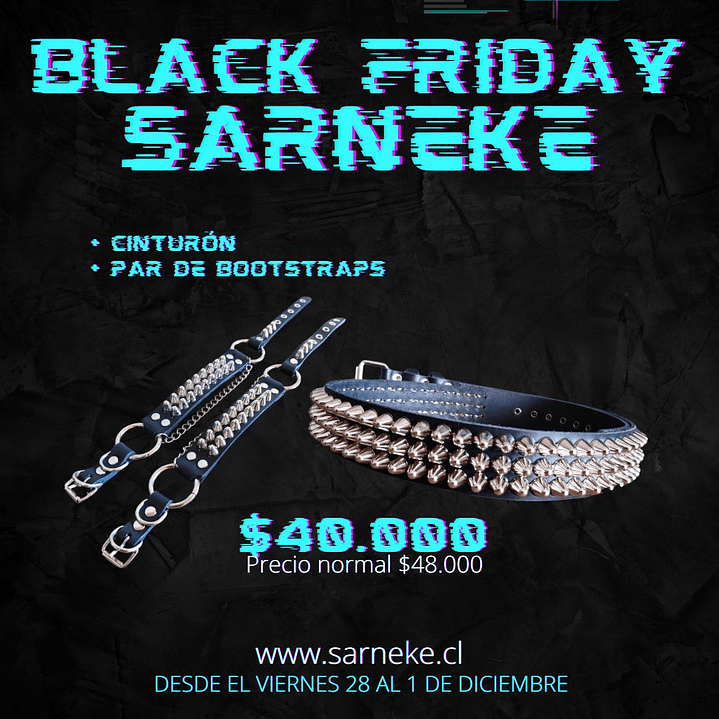 Pack Cinturón Uk studs + Bootstraps  1