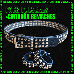 Pack Cinturón Remaches + Pulseras