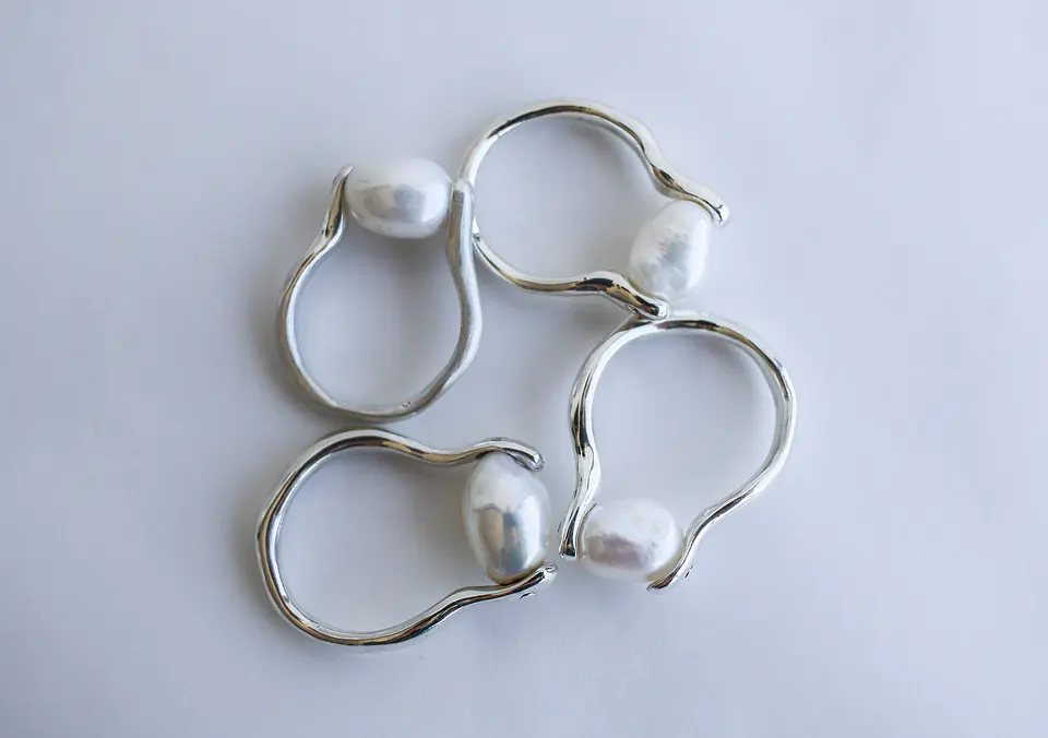 Anillo Solitario - Perla Blanca Orgánico 2