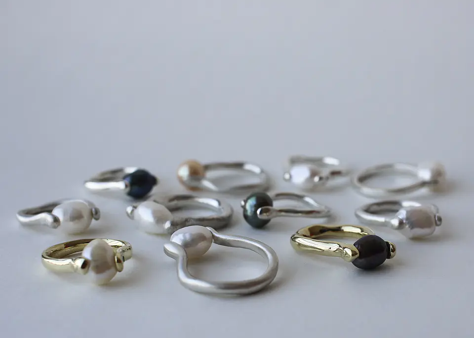 Anillo Solitario - Perla Blanca Orgánico 3