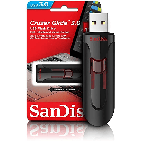 Pendrive SanDisk Cruzer Glide SDCZ600-128G-G35 USB 3.0 de 128GB – Negro