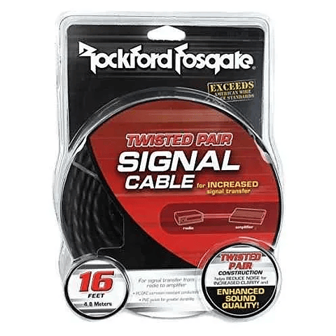 CABLE DE SENAL DE PAR TRENZADO ROCKFORD FOSGATE RFI-16 RCA 16PIES   TWISTED