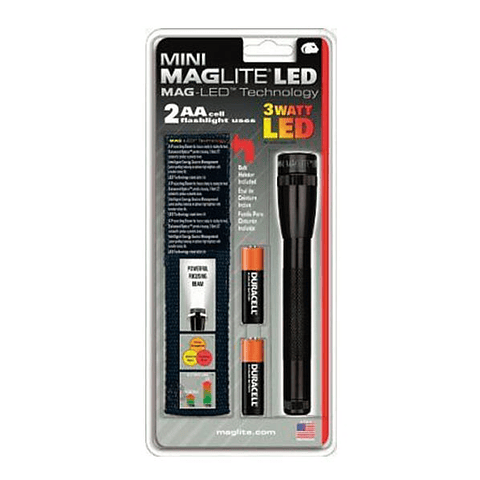 Linterna Mini Maglite Led 2AA 168mm Negro Blister SKU: MLSP2201HJ