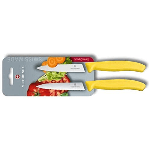 Cuchillo Verduras 2 Unidades Dentado+Liso Amarillo 10 cms Victorinox - 6.7796.L8B