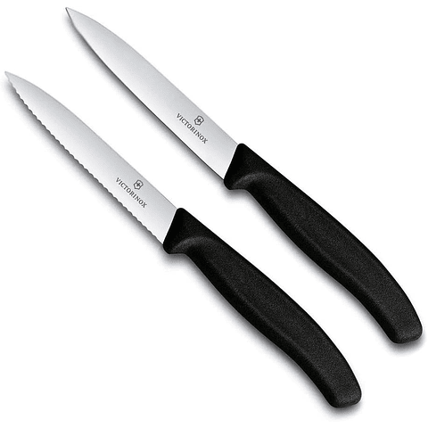 Cuchillo Verduras 2 Unidades Dentado+Liso Negro 10 cms Victorinox - 6.7793.B