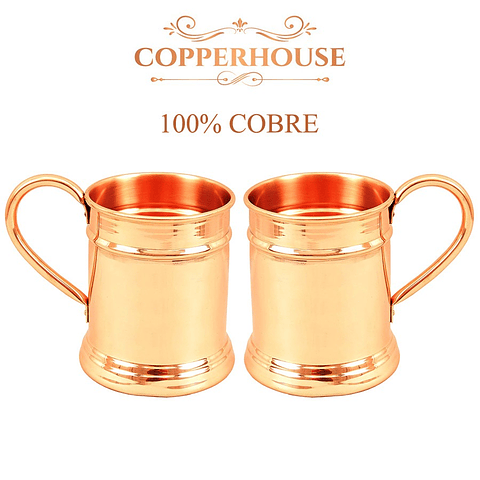 SET DE 2 TAZONES 600ML CADA UNO 100% COBRE MARCA COPPERHOUSE CC9-106/2