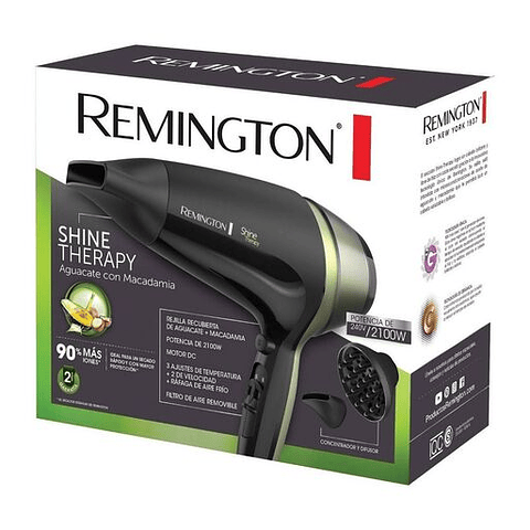 SECADOR D/CABELLO REMINGTON D13A SHINE THERAPY MOTOR AC 220V. BLACK