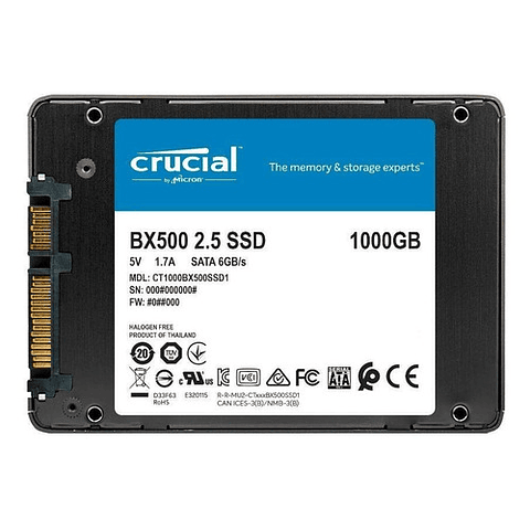 MEMORIA  SSD CRUCIAL CT1000BX500SSD1 SATA 2.5 INCH. 1TB