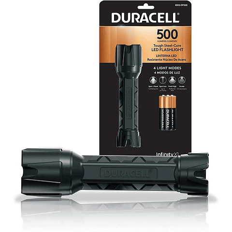 LINTERNA DURACELL 8920-DP500 500 LUMEN PSTEEL FLASHLIGHT 3AAA NEGRO