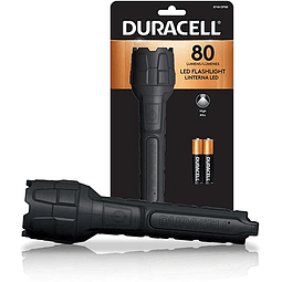 Duracell - Linterna de goma resistente de 80 lúmenes para uso diario, construcción de goma con diseño de agarre cómodo con 2 pilas AAA incluidas. Ideal para uso en puerta y exterior.