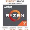 Procesador AMD Ryzen 7 5700G, 8-Core, 3,8Ghz (Max boost 4.6Ghz), Socket AM4, Radeon Vega Graphics