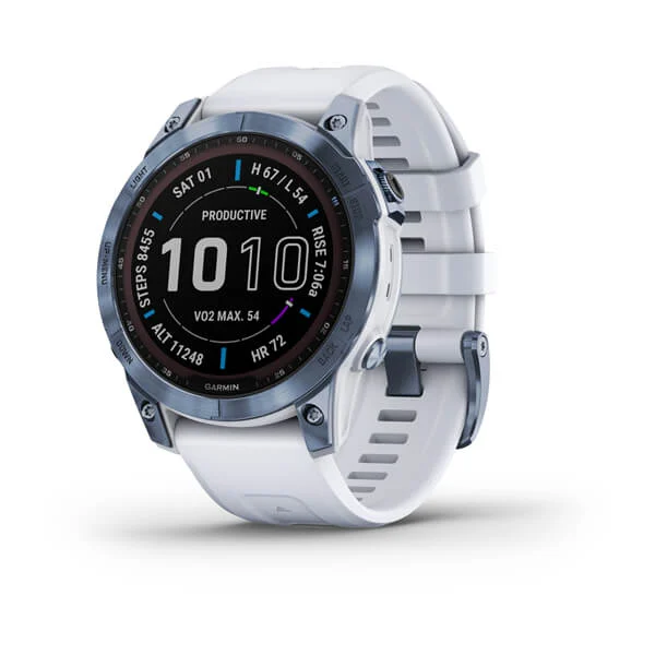 fenix® 7 Pro – Sapphire Solar, Titanium with Fog Gray/Ember Orange Band