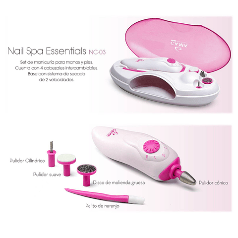 Set De Uñas Gama Nail Spa 5 Accesorios Secado