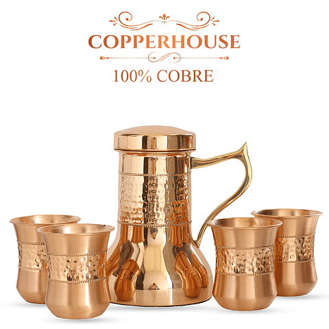 SET DE JARRA CON/VASOS COPPERHOUSE DGS-144-5 DE COBRE 5 UNDS. X SET